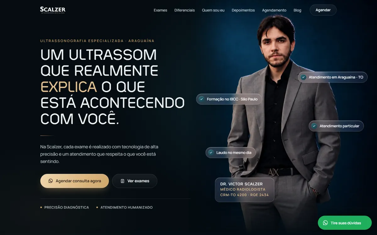 Site do Dr. Victor Scalzer, ultrassonografia em Araguaína, TO, no computador