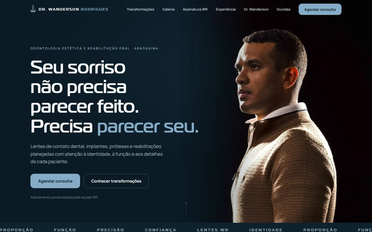 Site de um dentista de Araguaína criado pela TYZE, aberto no computador