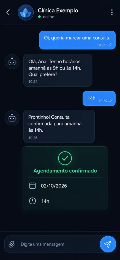Exemplo de agendamento automático pelo WhatsApp